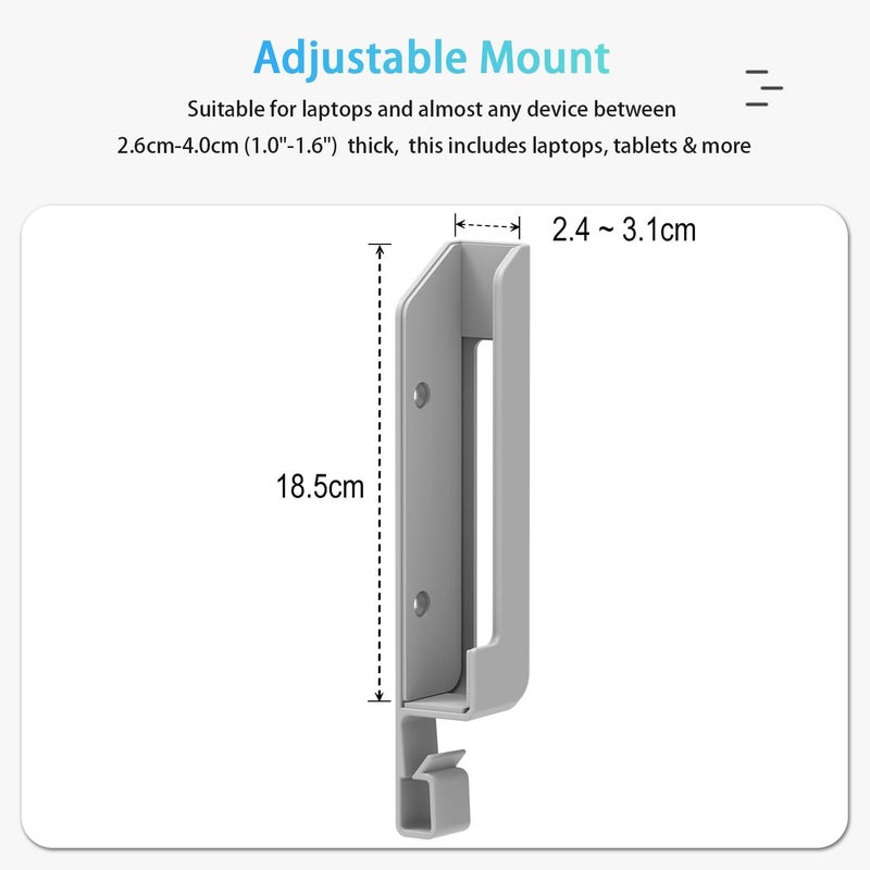 IFCASE Wall, Under Desk Laptop Mount for MacBooks, Surface, Tablets with Cable Holder, Adhesive & Screws in, Anti-Scratch Pads - 24/26/29/31mm Thick (Gray) - Image 2